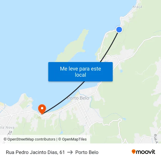 Rua Pedro Jacinto Dias, 61 to Porto Belo map