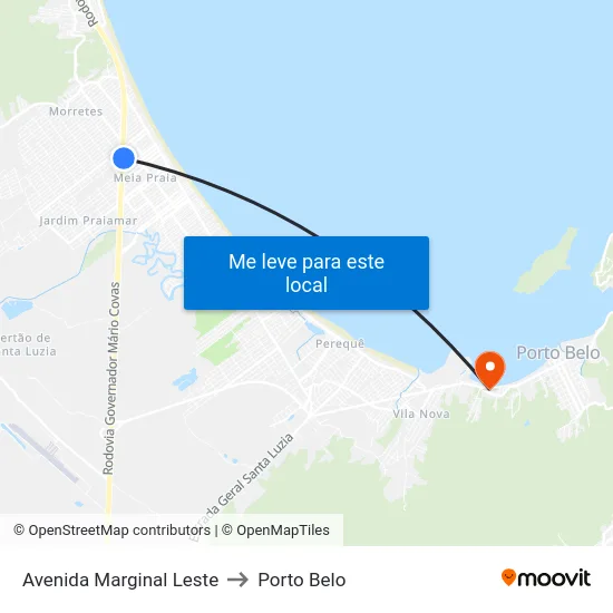Avenida Marginal Leste to Porto Belo map