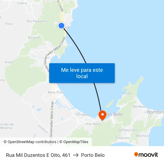 Rua Mil Duzentos E Oito, 461 to Porto Belo map