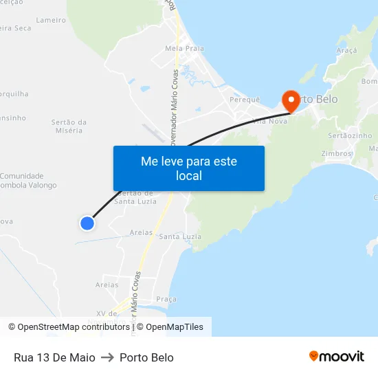Rua 13 De Maio to Porto Belo map