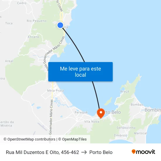 Rua Mil Duzentos E Oito, 456-462 to Porto Belo map