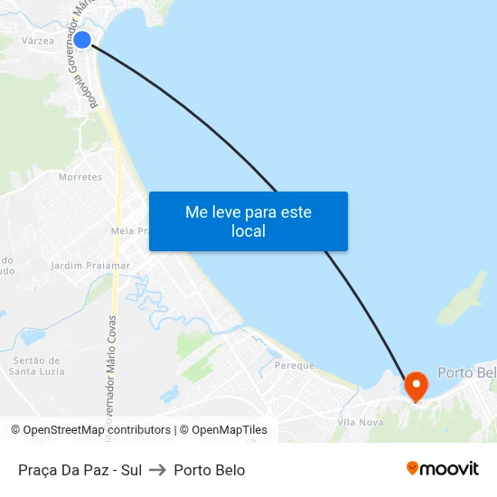 Praça Da Paz - Sul to Porto Belo map