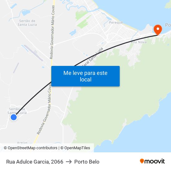 Rua Adulce Garcia, 2066 to Porto Belo map