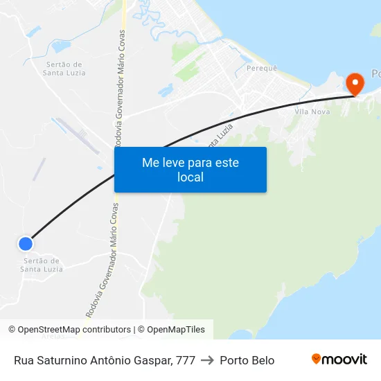 Rua Saturnino Antônio Gaspar, 777 to Porto Belo map