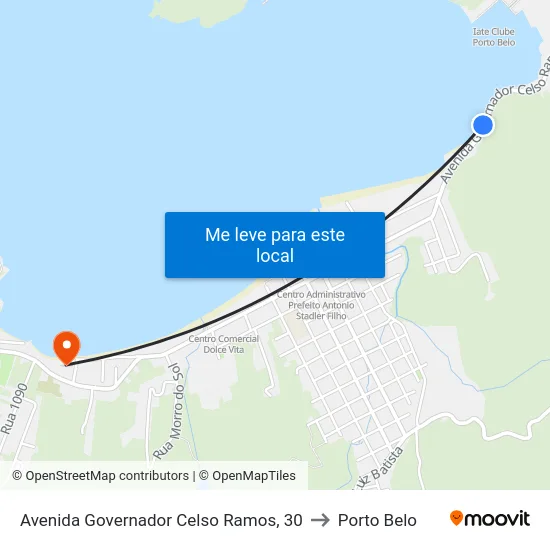 Avenida Governador Celso Ramos, 30 to Porto Belo map