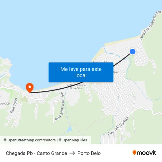 Chegada Pb - Canto Grande to Porto Belo map