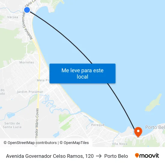 Avenida Governador Celso Ramos, 120 to Porto Belo map