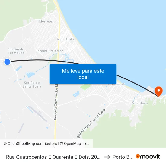 Rua Quatrocentos E Quarenta E Dois, 2077-2275 to Porto Belo map