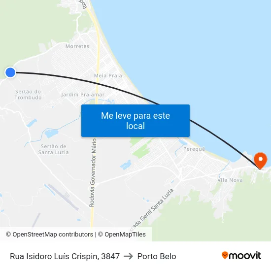 Rua Isidoro Luís Crispin, 3847 to Porto Belo map