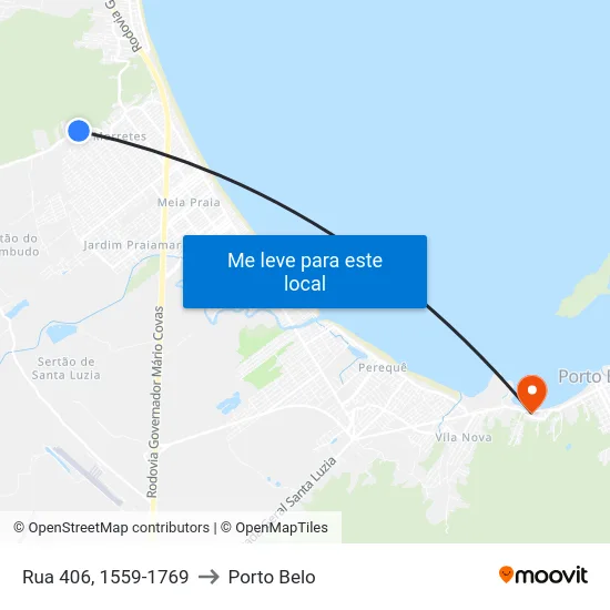 Rua 406, 1559-1769 to Porto Belo map