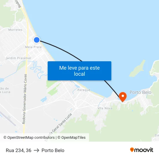 Rua 234, 36 to Porto Belo map