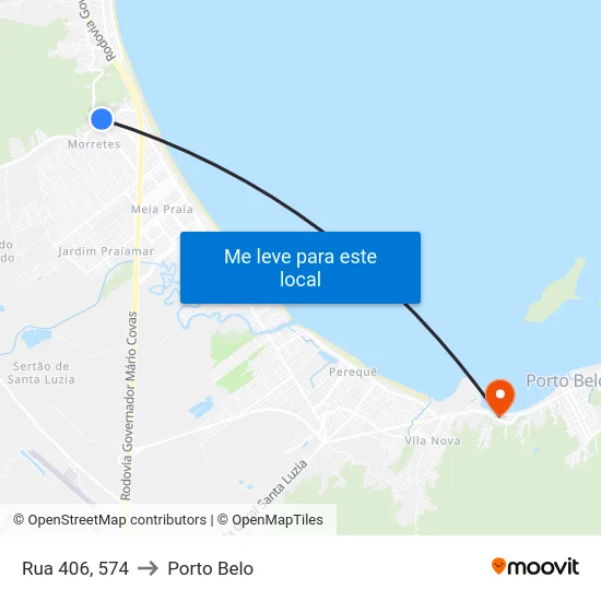 Rua 406, 574 to Porto Belo map