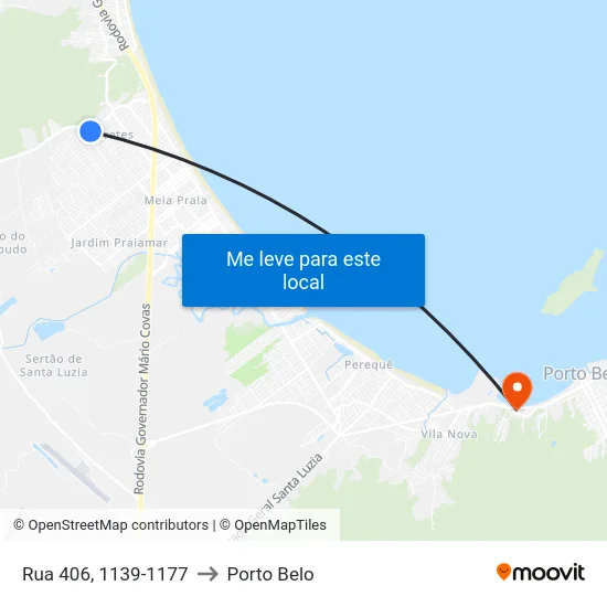 Rua 406, 1139-1177 to Porto Belo map