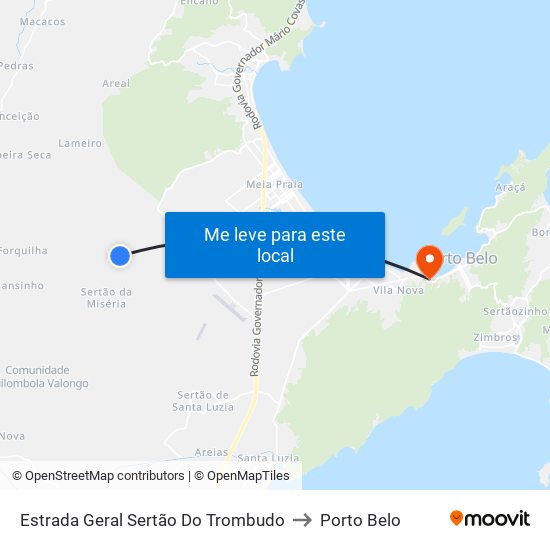 Estrada Geral Sertão Do Trombudo to Porto Belo map