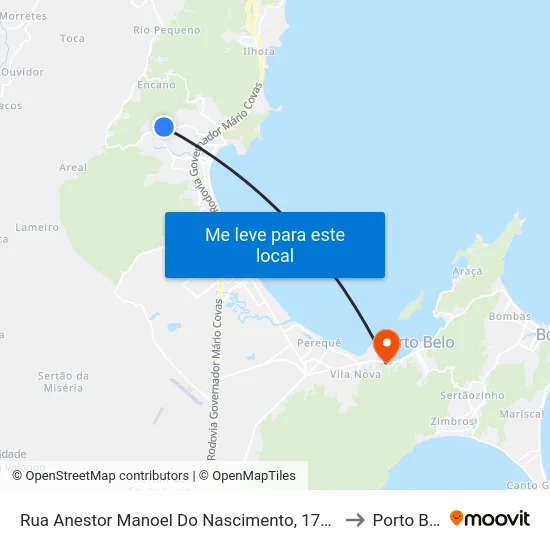 Rua Anestor Manoel Do Nascimento, 1792-1884 to Porto Belo map