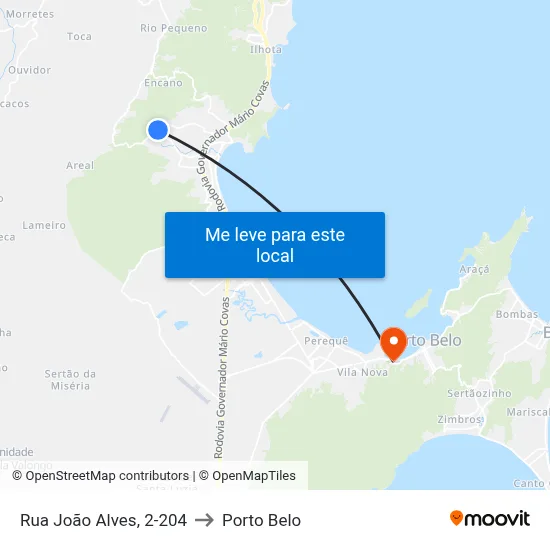 Rua João Alves, 2-204 to Porto Belo map