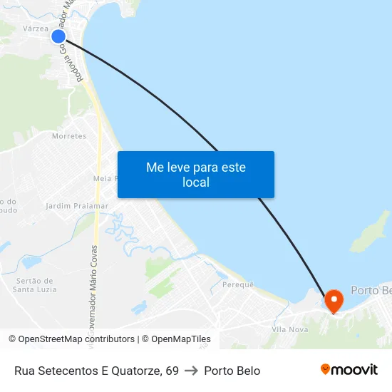 Rua Setecentos E Quatorze, 69 to Porto Belo map