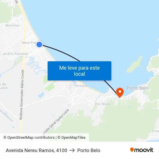Avenida Nereu Ramos, 4100 to Porto Belo map