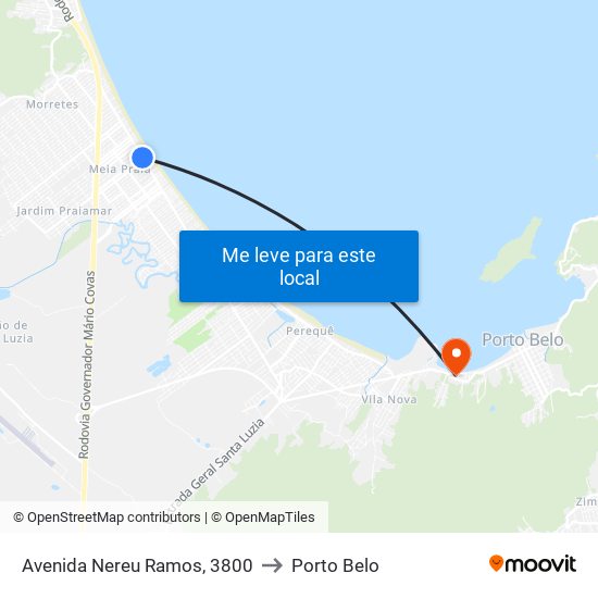 Avenida Nereu Ramos, 3800 to Porto Belo map