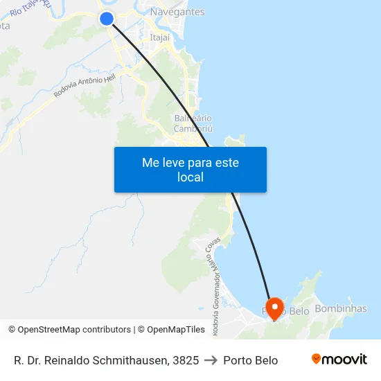 R. Dr. Reinaldo Schmithausen, 3825 to Porto Belo map
