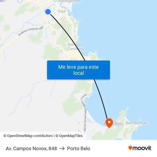 Av. Campos Novos, 848 to Porto Belo map