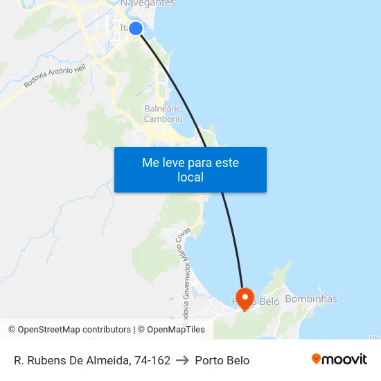R. Rubens De Almeida, 74-162 to Porto Belo map