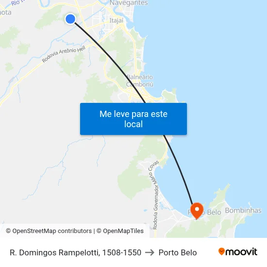 R. Domingos Rampelotti, 1508-1550 to Porto Belo map