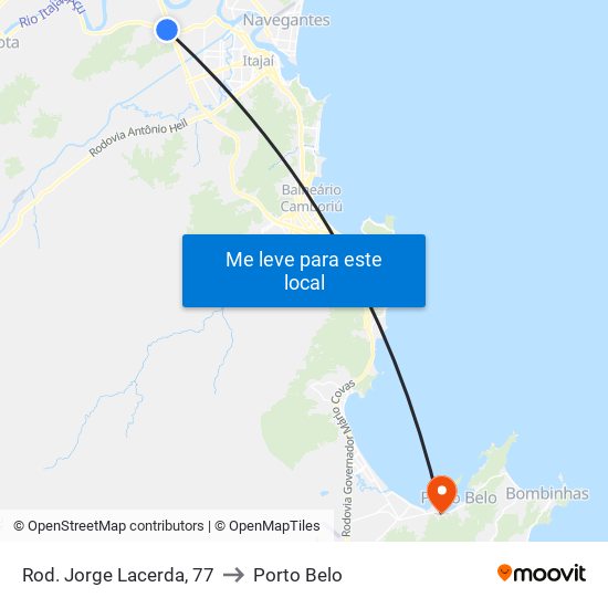 Rod. Jorge Lacerda, 77 to Porto Belo map