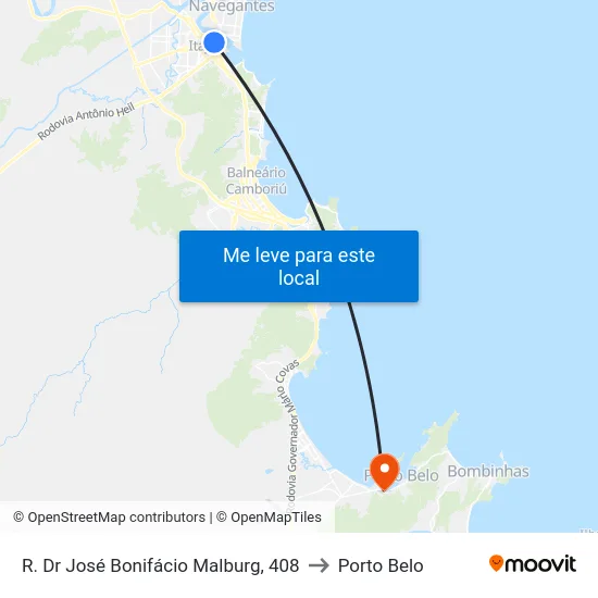 R. Dr José Bonifácio Malburg, 408 to Porto Belo map