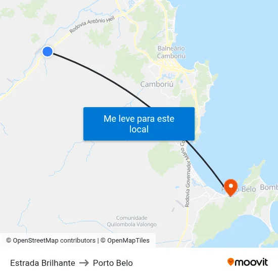 Estrada Brilhante to Porto Belo map