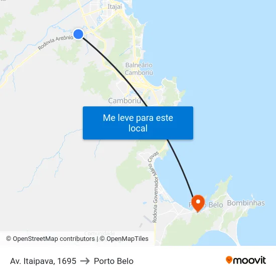 Av. Itaipava, 1695 to Porto Belo map