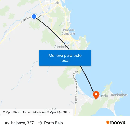 Av. Itaipava, 3271 to Porto Belo map