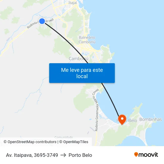 Av. Itaipava, 3695-3749 to Porto Belo map
