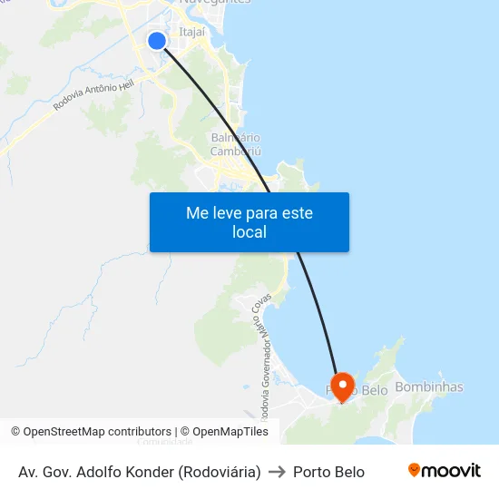 Av. Gov. Adolfo Konder (Rodoviária) to Porto Belo map