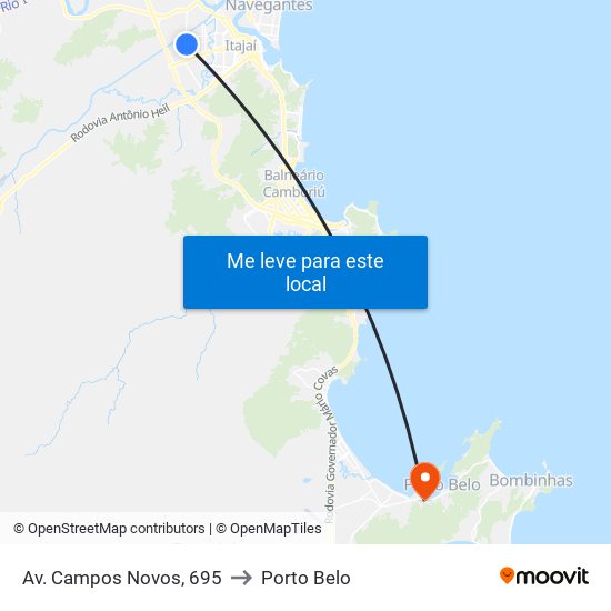 Av. Campos Novos, 695 to Porto Belo map