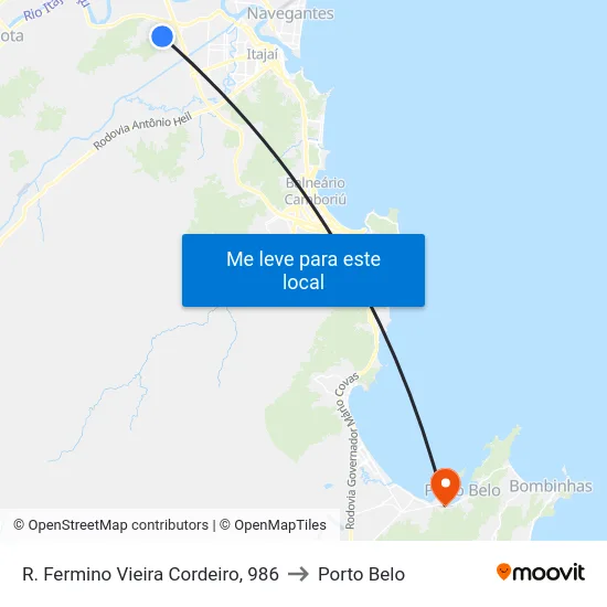 R. Fermino Vieira Cordeiro, 986 to Porto Belo map