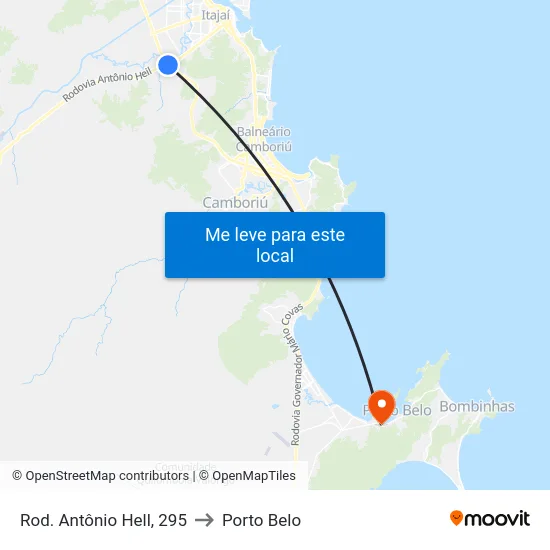 Rod. Antônio Hell, 295 to Porto Belo map