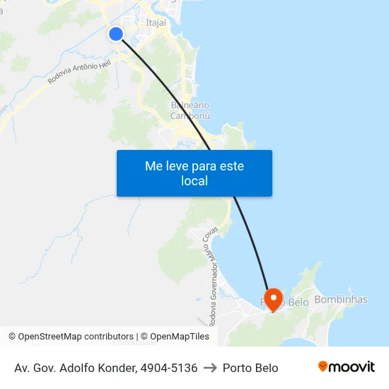 Av. Gov. Adolfo Konder, 4904-5136 to Porto Belo map