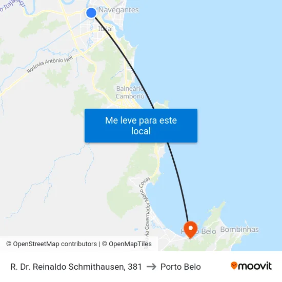 R. Dr. Reinaldo Schmithausen, 381 to Porto Belo map