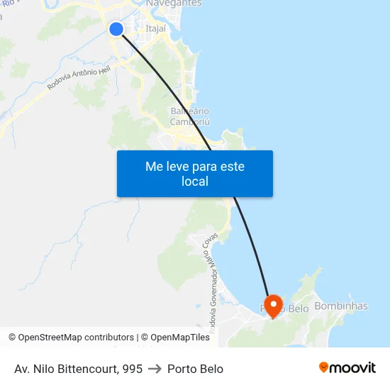 Av. Nilo Bittencourt, 995 to Porto Belo map