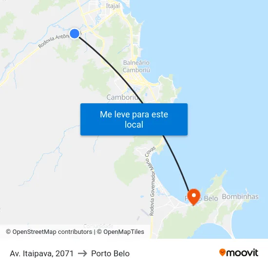 Av. Itaipava, 2071 to Porto Belo map