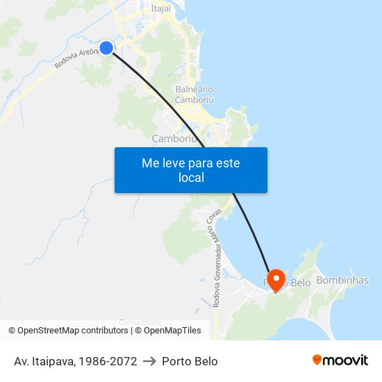 Av. Itaipava, 1986-2072 to Porto Belo map