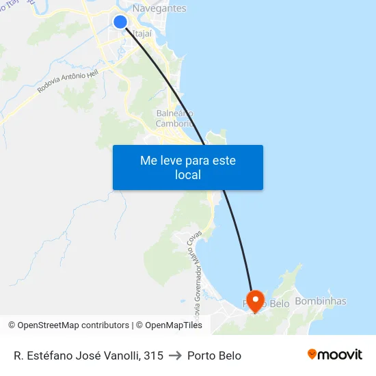 R. Estéfano José Vanolli, 315 to Porto Belo map