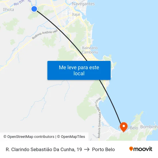 R. Clarindo Sebastião Da Cunha, 19 to Porto Belo map