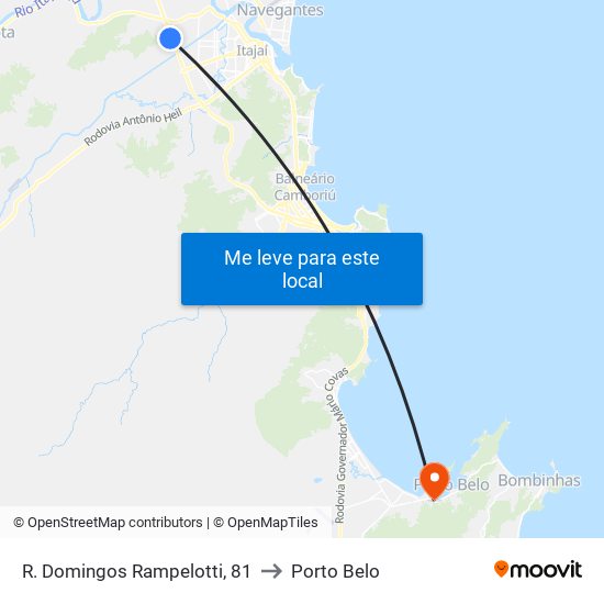 R. Domingos Rampelotti, 81 to Porto Belo map