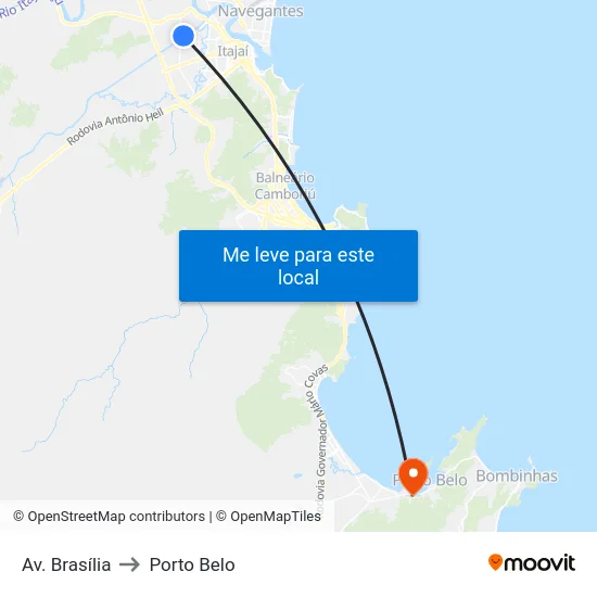Av. Brasília to Porto Belo map