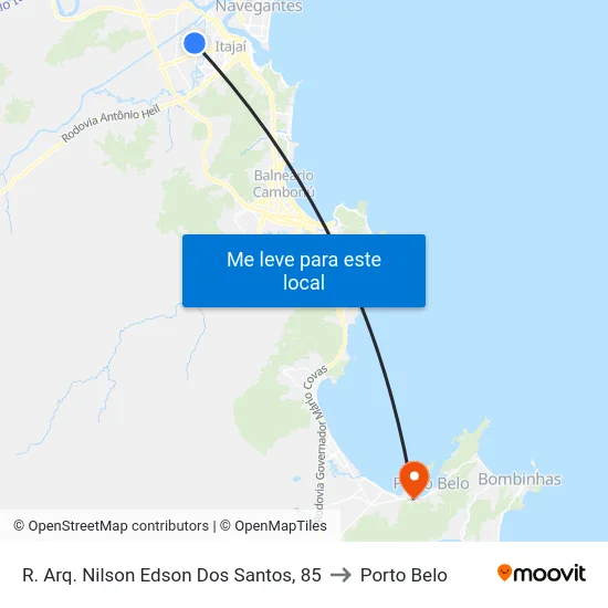 R. Arq. Nilson Edson Dos Santos, 85 to Porto Belo map