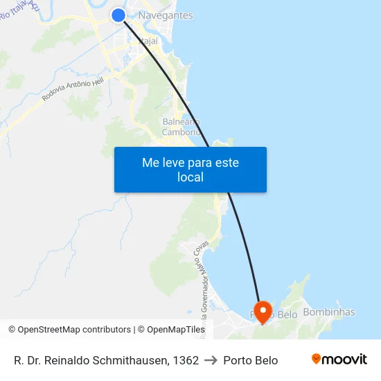R. Dr. Reinaldo Schmithausen, 1362 to Porto Belo map