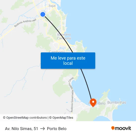 Av. Nilo Simas, 51 to Porto Belo map
