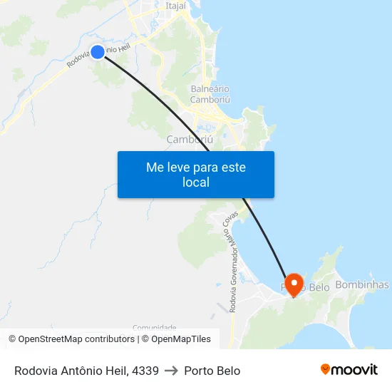 Rodovia Antônio Heil, 4339 to Porto Belo map